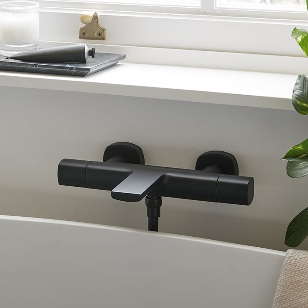 Vado Cameo Leverless Matt Black Exposed Thermostatic Wall Mounted Bath Shower Mixer - Image 1